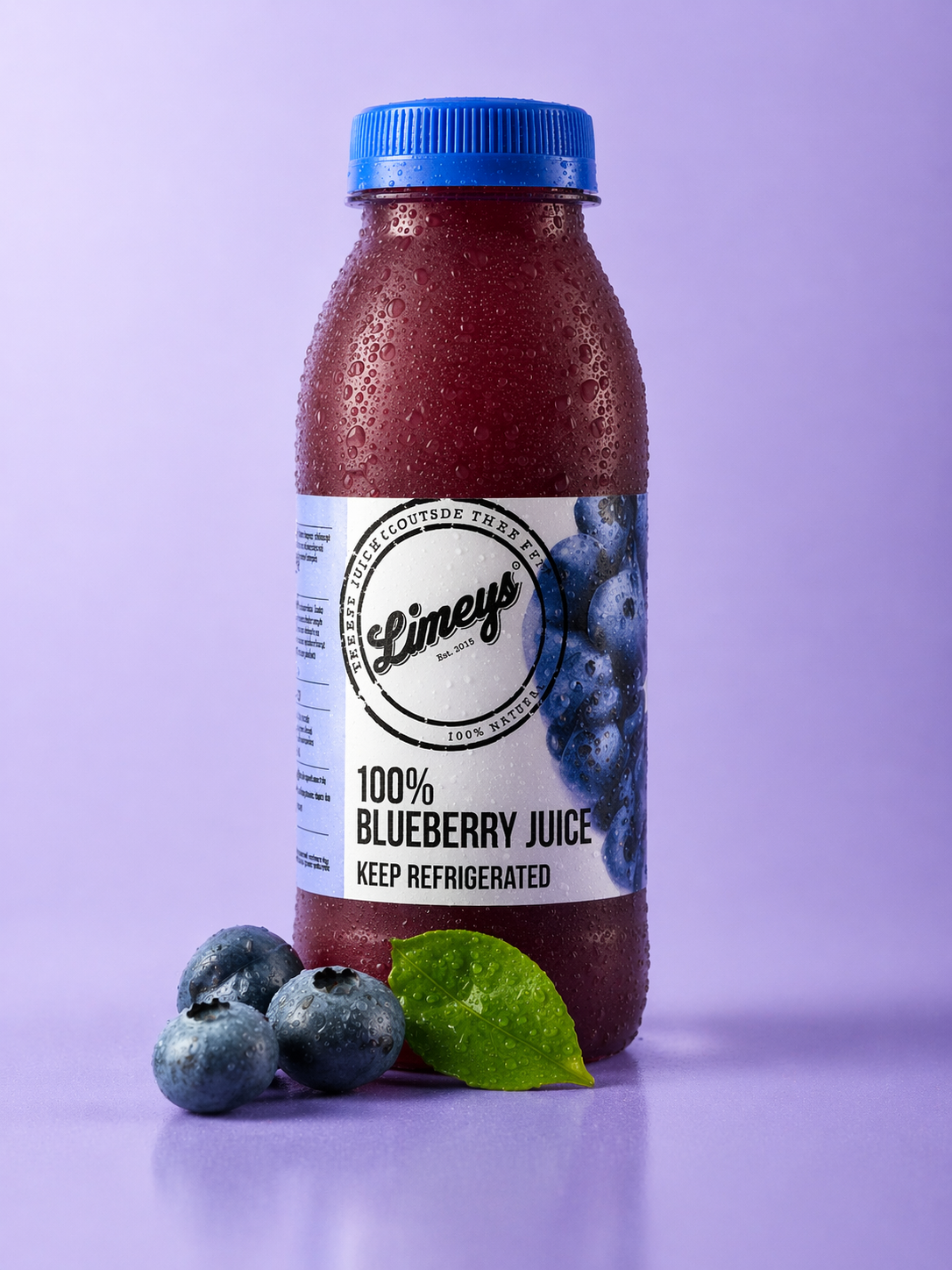 Limeys 100% Blueberry Juice bottle